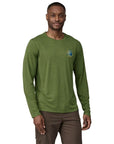 Patagonia Men's Long-Sleeved Capilene Cool Daily Graphic Shirt (Unity Fitz: Terrain Green X-Dye) front model
