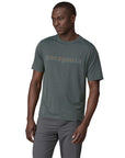 Patagonia Men's Capilene Cool Daily Graphic Shirt (73 Text Logo: Nouveau Green X-Dye)