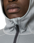 Berghaus Men's Pravitale Mountain 2.0 Hooded Fleece Jacket (Grey) close up hood zip up