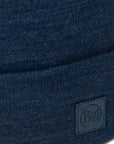Buff Merino Heavyweight Beanie Solid (Night Blue) logo close up