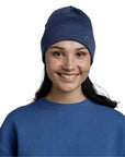 Buff Merino Heavyweight Beanie Solid (Night Blue) model front