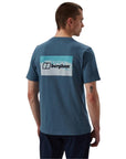 Berghaus Men's Cheviot Box Logo Short Sleeve T-Shirt (Blue) model back to us