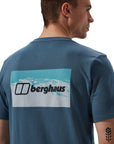 Berghaus Men's Cheviot Box Logo Short Sleeve T-Shirt (Blue) model back logo