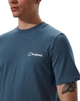 Berghaus Men's Cheviot Box Logo Short Sleeve T-Shirt (Blue) front logo