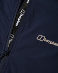 Berghaus Men's Skelbo Softshell Jacket (Dark Blue) close up logo