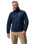 Berghaus Men's RG Alpha 2.0 Gemni 3 in 1 Waterproof Jacket (Dark Blue) model looking away zip up