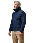 Berghaus Men's RG Alpha 2.0 Gemni 3 in 1 Waterproof Jacket (Dark Blue) model zipped up looking