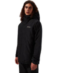 Berghaus Men's Deluge Pro 3.0 Insulated Waterproof Jacket (Black) side angle looking at us