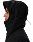 Berghaus Men's Deluge Pro 3.0 Insulated Waterproof Jacket (Black) side view hood up