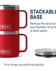 YETI Rambler 14 OZ (414ml) Stackable MS Mug (Rescue Red) stackleable