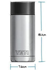 Yeti Rambler 12 OZ Bottle With Hotshot Cap (Key Lime) measurements