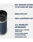 Yeti Rambler 12 OZ Bottle With Hotshot Cap (Black) info