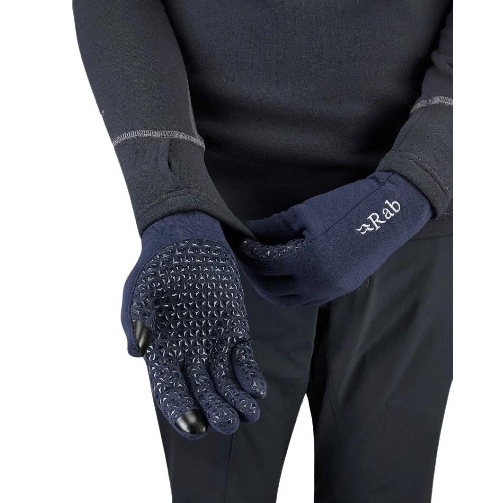 Rab Men's Power Stretch Contact Grip Glove (Deep Ink) adjusting it