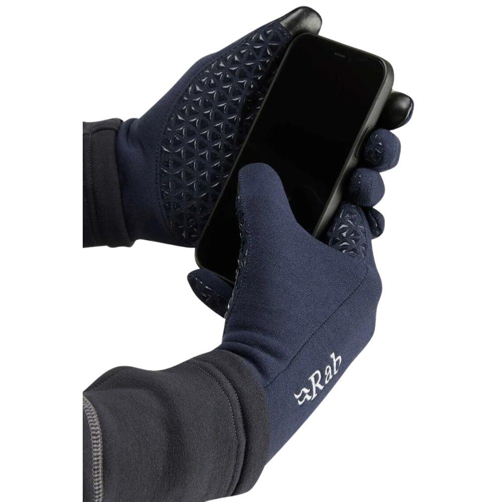 Rab Men's Power Stretch Contact Grip Glove (Deep Ink) using phone