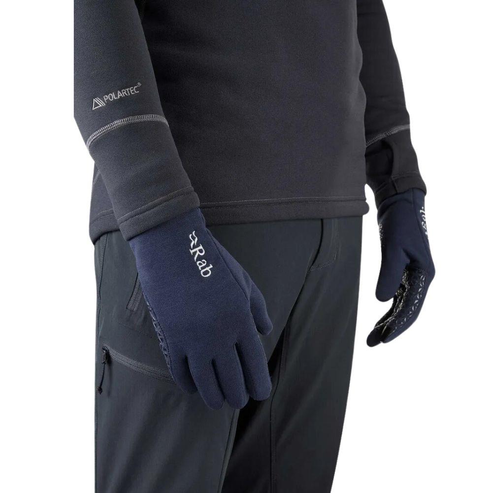 Rab Men's Power Stretch Contact Grip Glove (Deep Ink) posing