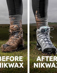 Nikwax Twin Fabric & Leather Spray/Footwear Cleaning Gel Spray 300ml before and after