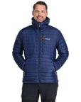 Rab Men's Microlight Alpine Down Jacket (Deep Ink/Marmalade) model hands in pocket