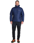 Rab Men's Microlight Alpine Down Jacket (Deep Ink/Marmalade) model full body