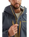Patagonia Men's Triolet Waterproof Jacket (Smolder Blue) hand on main zip