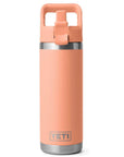 Yeti Rambler 18 Oz Bottle With Straw Cap (Lowcountry Peach) cap open