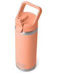 Yeti Rambler 18 Oz Bottle With Straw Cap (Lowcountry Peach) top angle cap open