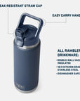 Yeti Rambler 18 Oz Bottle With Straw Cap (Lowcountry Peach) diagram