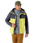 RAB Men's Downpour Eco Waterproof Jacket (Graphene/Zest) model looking away