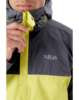 RAB Men's Downpour Eco Waterproof Jacket (Graphene/Zest) zipper close up