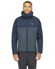 RAB Men's Downpour Eco Waterproof Jacket (Tempest Blue/Orion Blue) model front
