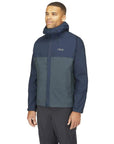 RAB Men's Downpour Eco Waterproof Jacket (Tempest Blue/Orion Blue) model angle