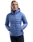 Montane Women's Anti-Freeze Hooded Down Jacket (Cornflower) hands in pocket