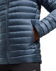 Montane Men's Anti-Freeze Hooded Down Jacket (Stone Blue) hand in pocket