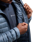 Montane Men's Anti-Freeze Hooded Down Jacket (Stone Blue) inner zip
