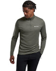Montane Men's Dart Zip Neck T-Shirt (Caper) model looking down