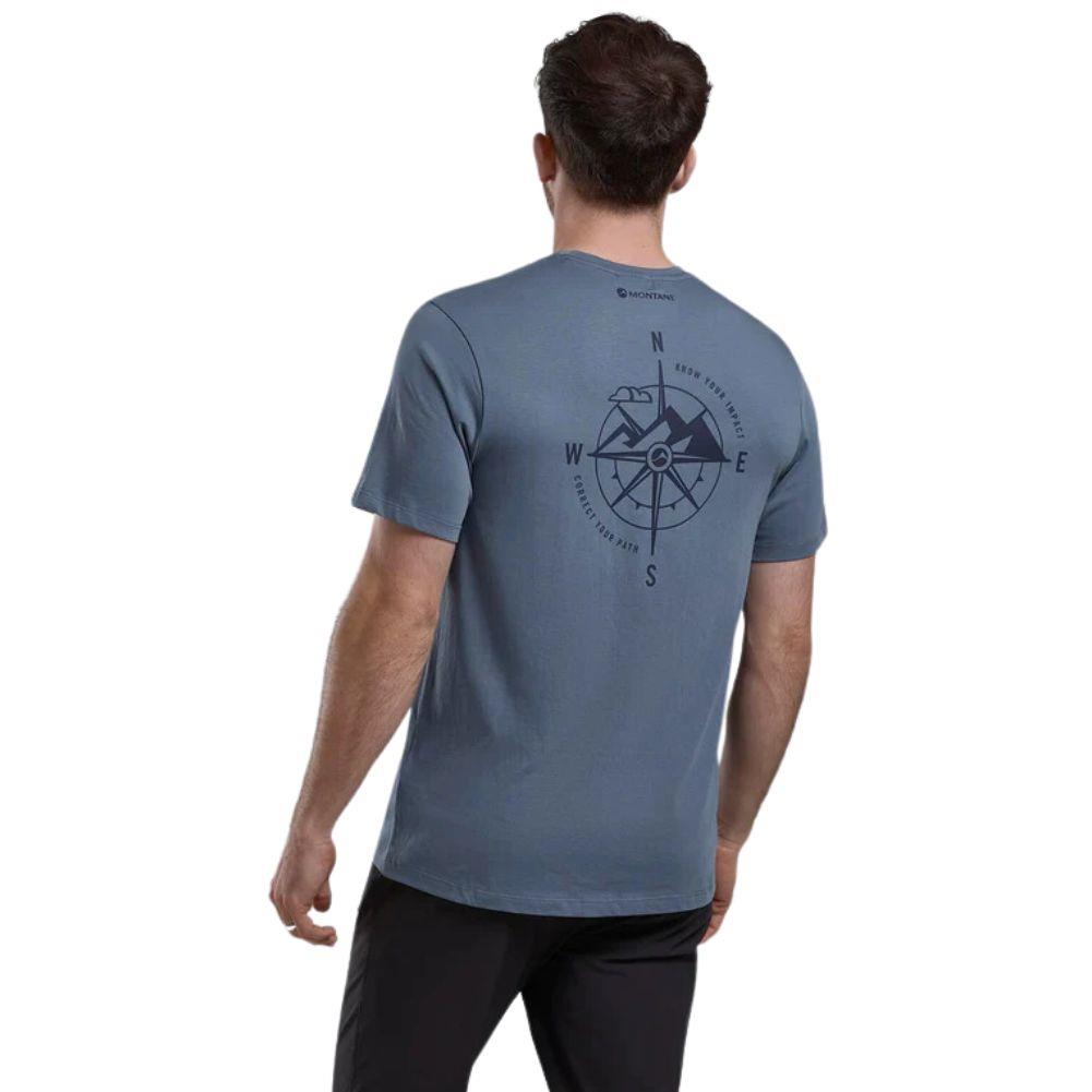 Montane Men's Impact Compass T-Shirt (Stone Blue) model back