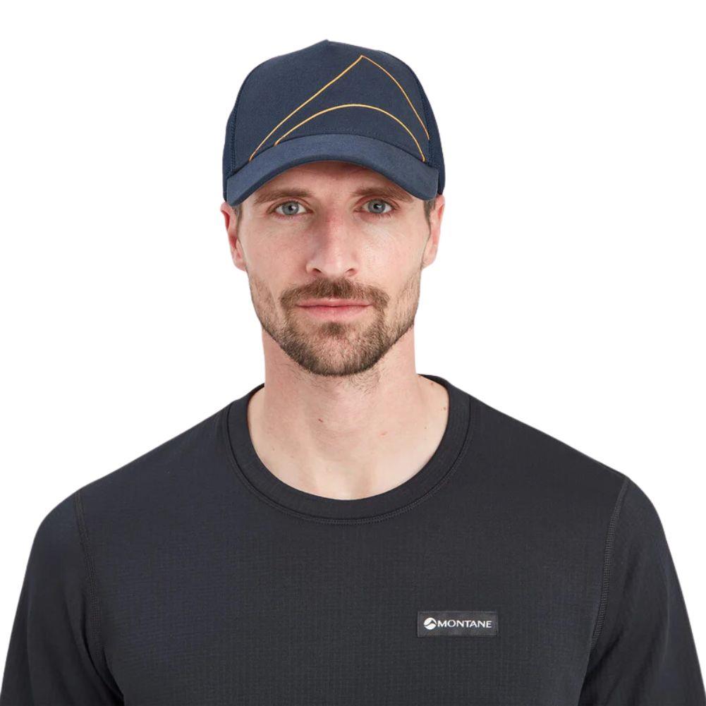 Montane Basecamp Logo Cap (Eclipse Blue) model staring at us