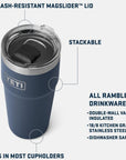 Yeti Rambler 20 oz (591 ml) Stackable Cup (Lowcountry Peach) info