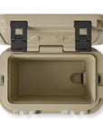 Yeti Roadie 15 Cool Box (Tan) lid open