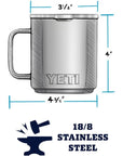 Yeti Rambler 10 oz (296 ml) Stackable Mug (White) measurements