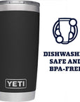Yeti Rambler 20 OZ Tumbler (Charcoal) dishwasher