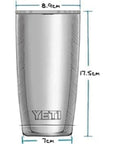 Yeti Rambler 20 OZ Tumbler (Charcoal) measurements