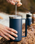 Yeti Rambler 34 oz French Press (Tropical Pink) being used