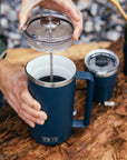 Yeti Rambler 64 oz French Press (Navy) being used
