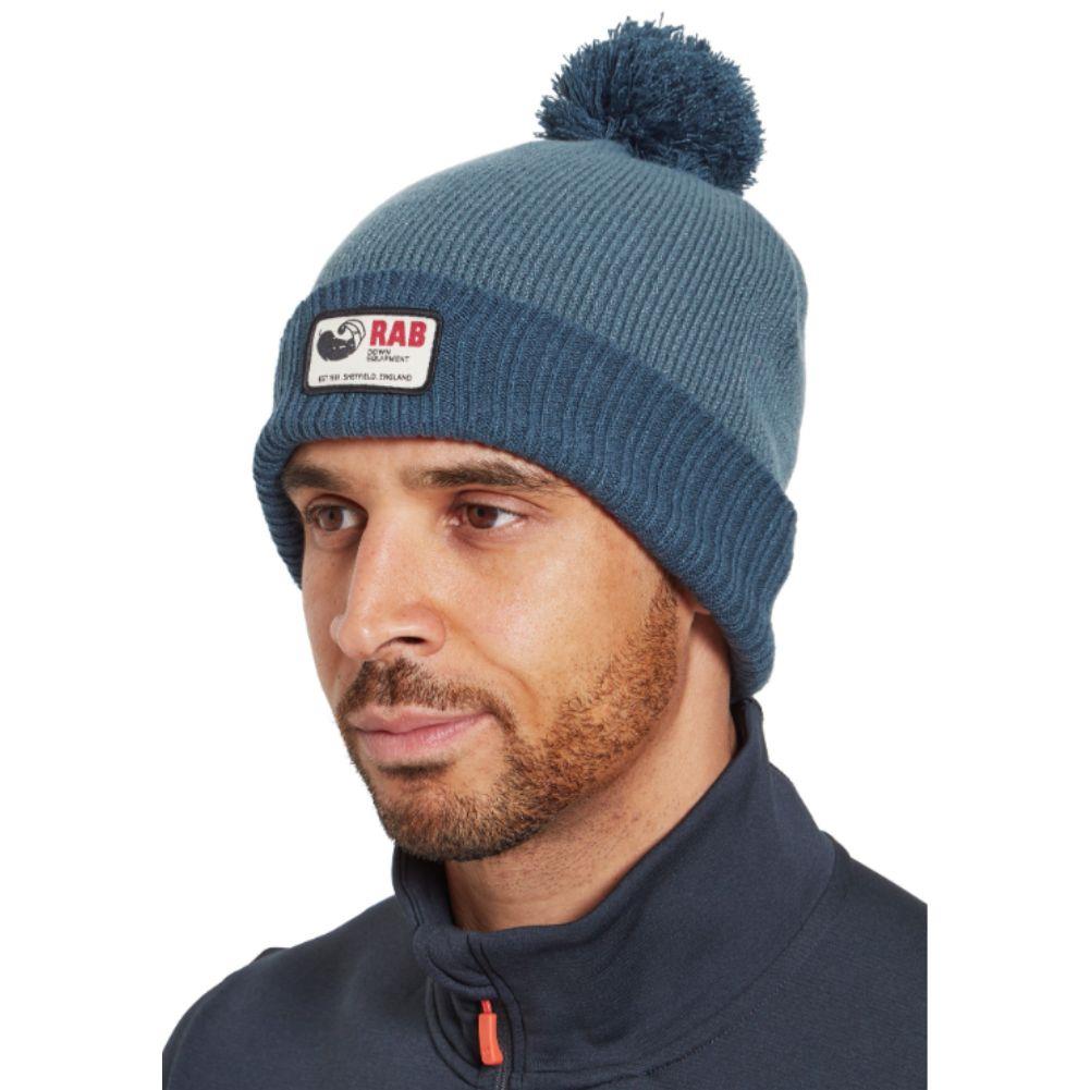 Rab Essential Bobble Recycled Beanie (Orion Blue/Tempest Blue) male model
