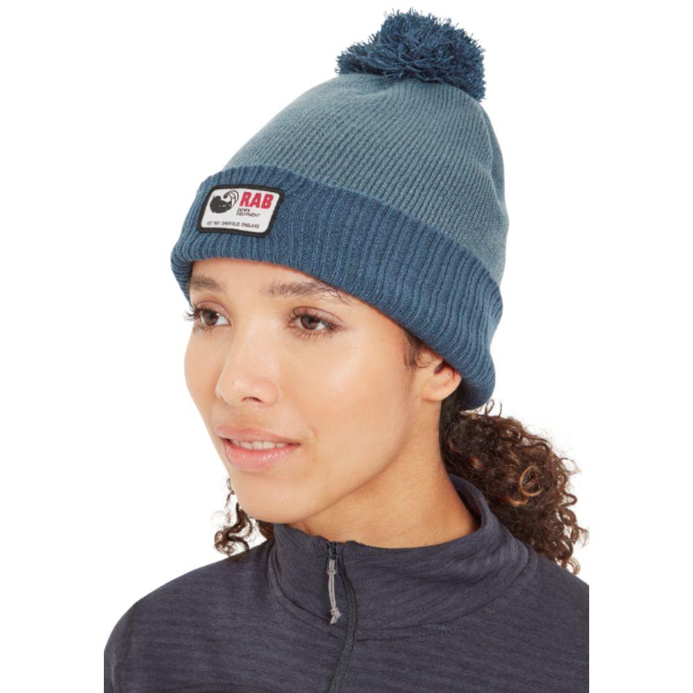 Rab Essential Bobble Recycled Beanie (Orion Blue/Tempest Blue) model