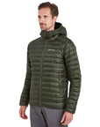 Montane Men's Anti-Freeze Packable Hooded Down Jacket (Oak Green) model left angle