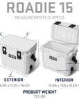 Yeti Roadie 15 Cool Box (White) measurements