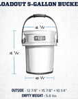 Yeti Loadout 5 Gallon Bucket (White) measurements