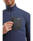 Patagonia Men's R1 Air Zip-Neck (New Navy) pocket