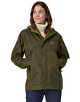 Patagonia Men's Waxed Cotton Jacket (Basin Green) front woman